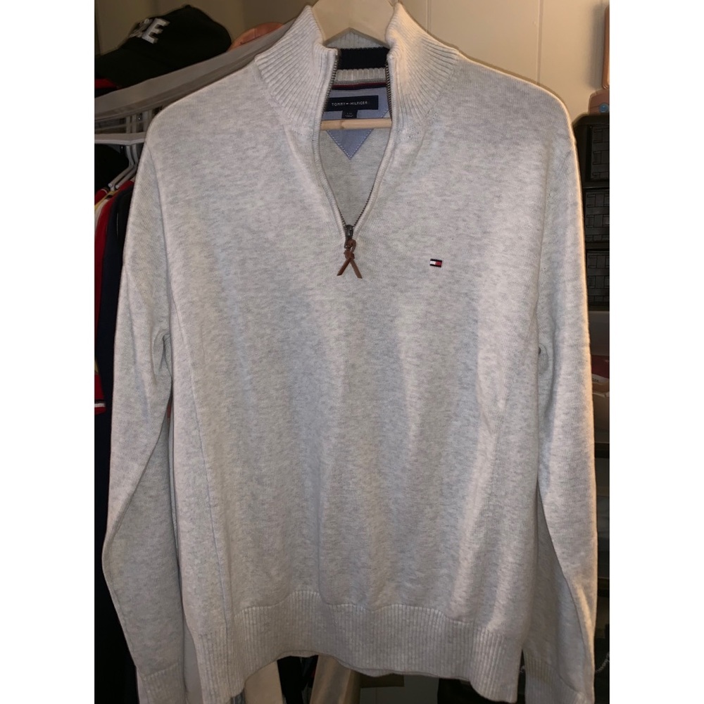 TOMMY HILFIGAR 1/4 ZIP-UP SWEATER